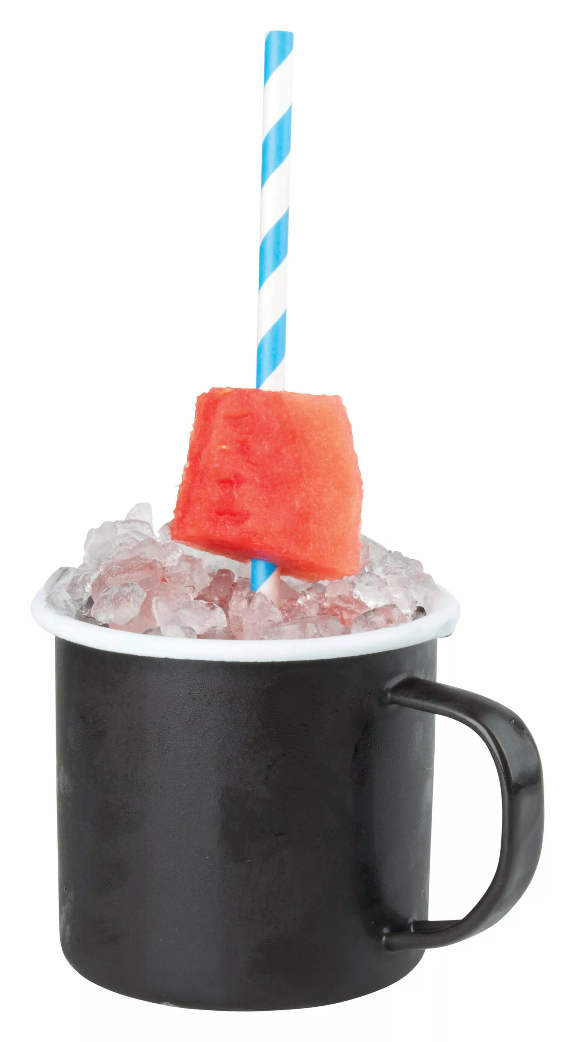 Enamel mug with handle, black with white rim - 360ml Enamel mug with handle, black with white rim - 360ml